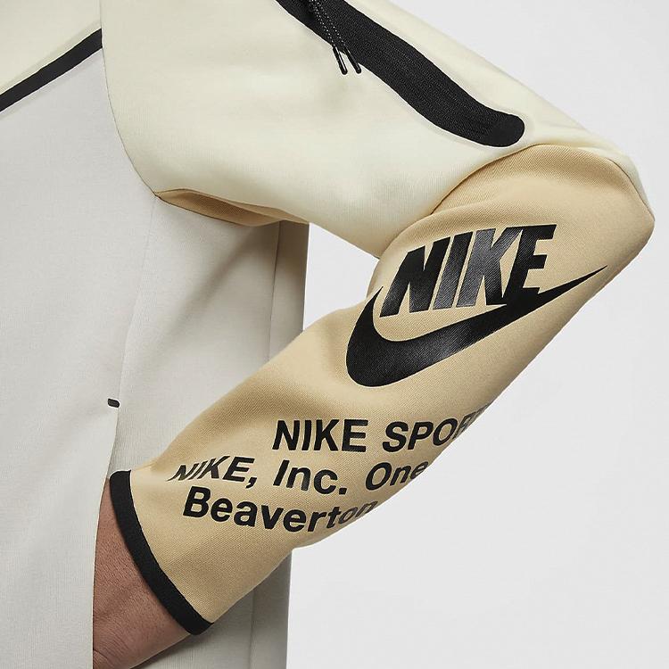Nike Tech Fleece Print Full-Zip Hoodie Light Bone/Coconut/Sesame/Black Men Streetwear DM6475-072