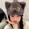 Adorable Furry Cats Ear Beanies With Tails Decors Soft Fleece Winter Hat For Women Girls Cold Weather Accessories