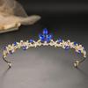 Rhinestone Leaf-Shaped Princess Crown Shiny Girls Birthday Hair Headpiece for Wedding Pageant Party Cosplay