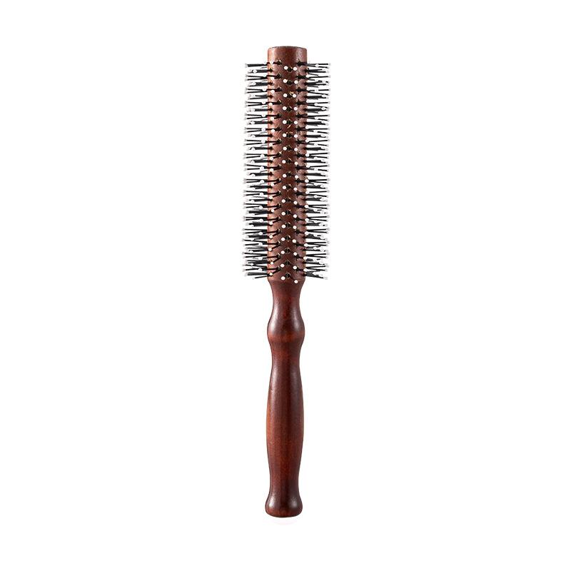 

Anti-Static Wooden Handle Salon Styling Drying Tool Round Hairdressing Curling Massage Roller Comb For Real Hair Wigs Barber коричневий