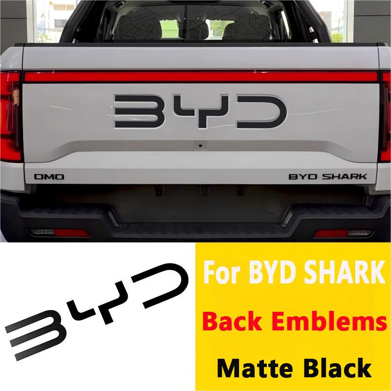 For BYD Shark 6 Accessories Black Car Label Sticker Car Front Logo Frame Head Bumper Decor 3D Sticker Cover