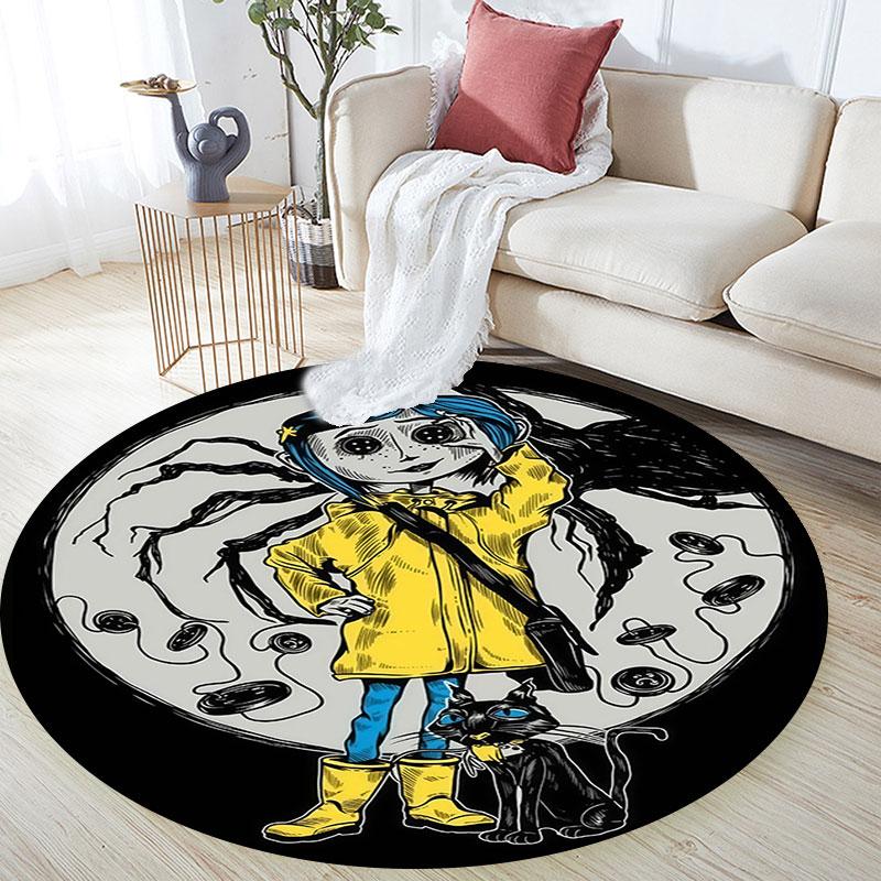 Coraline pattern round rug,Carpet Rug for Living Room Bedroom Playroom ,Non-slip Floor Mat,Holiday Gifts and Birthday Gifts.