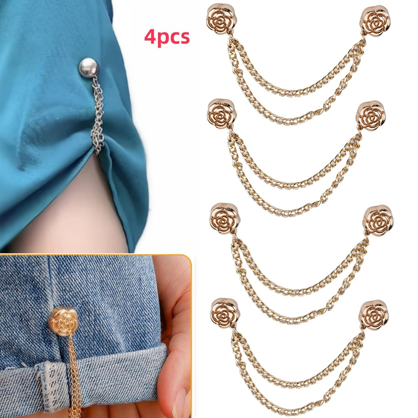 

4 шт. Многофункциональные магнитные зажимы для одежды, Пуговица для фиксации слишком длинного подола, Аксессуары с прочными зажимами-пуговицами, Используются для манжет, подола, одежды, головного платка золотистый