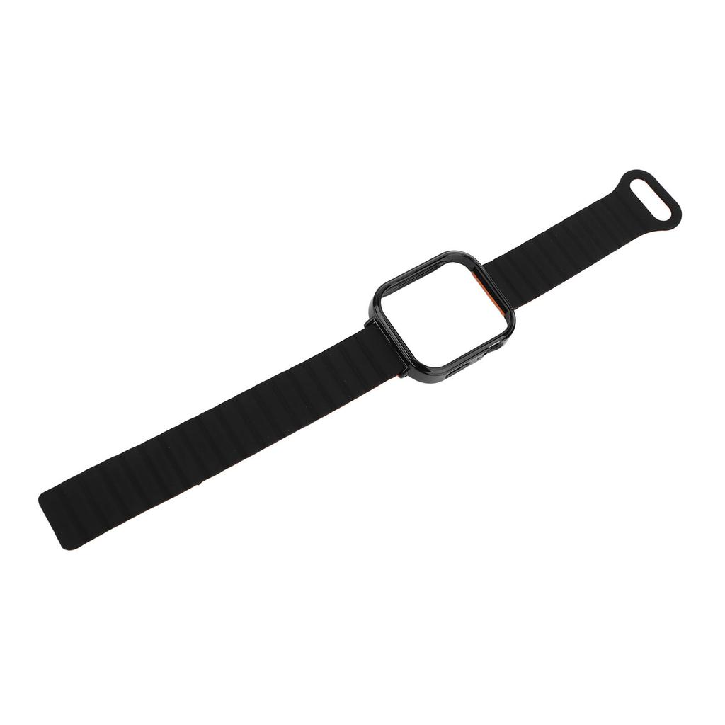 Silicone Loop Magnetic Watch Band with Black Case Replacement Watch Strap Quick Release Smartwatch