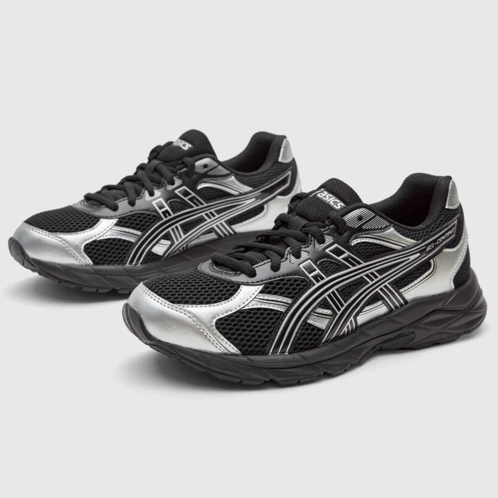 Asics Running Kids Contana Trendy Comfortable Non-Slip Breathable Low-Top Running Shoes Men sneaker Black Silver 1014A371-001