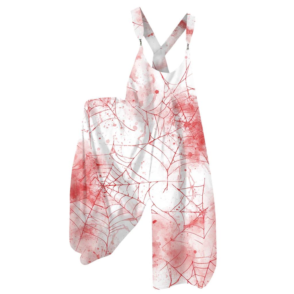 Women's Summer Overalls Floral Print Vintage Jumpsuit (Non-Adjustable Straps)