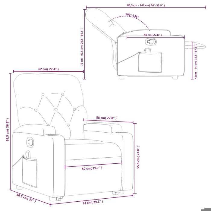 VidaXL Reclining Massage Armchair Grey Faux Leather 3204782