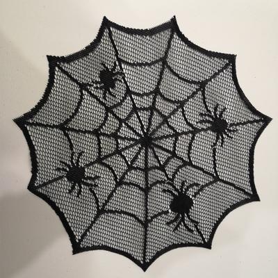 Elegant Spiders Webs Laces Doily  Black Cobwebs Table Placemat for Home Decoration