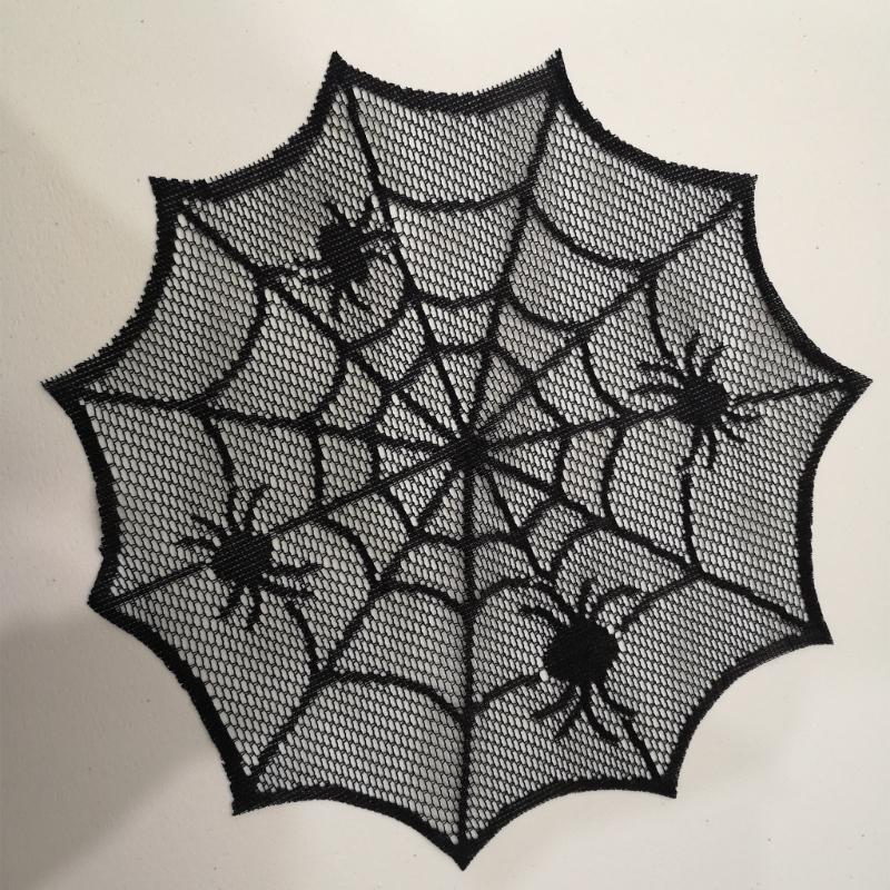 Round Spiders Webs Laces Placemat Soft Polyester Cobwebs Table Mats for Dining Ambiances