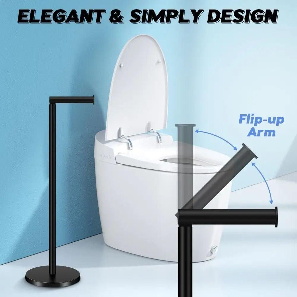 Non-slip Freestanding Toilet Paper Holder Single Pole Floor Standing Paper Dispenser  Bedroom
