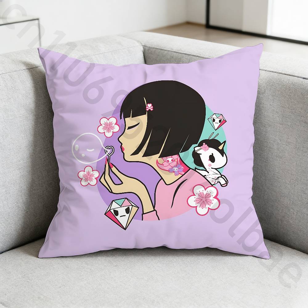 TTokidokiS Pillow Case Antidustmite Pillowcase Invisible Zipper Silky Short Plush Sofa Cushion Cover