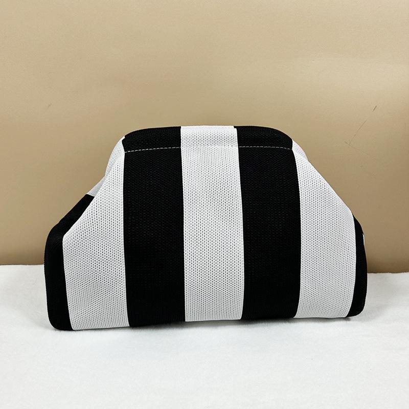 Pochette a Maglia Rigata - Borsa da Giorno Capiente per Trucco e Oggetti Essenziali