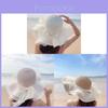 Straw Hat Women Summer Sun Protection Large Brim With Bow For Beach Vacation