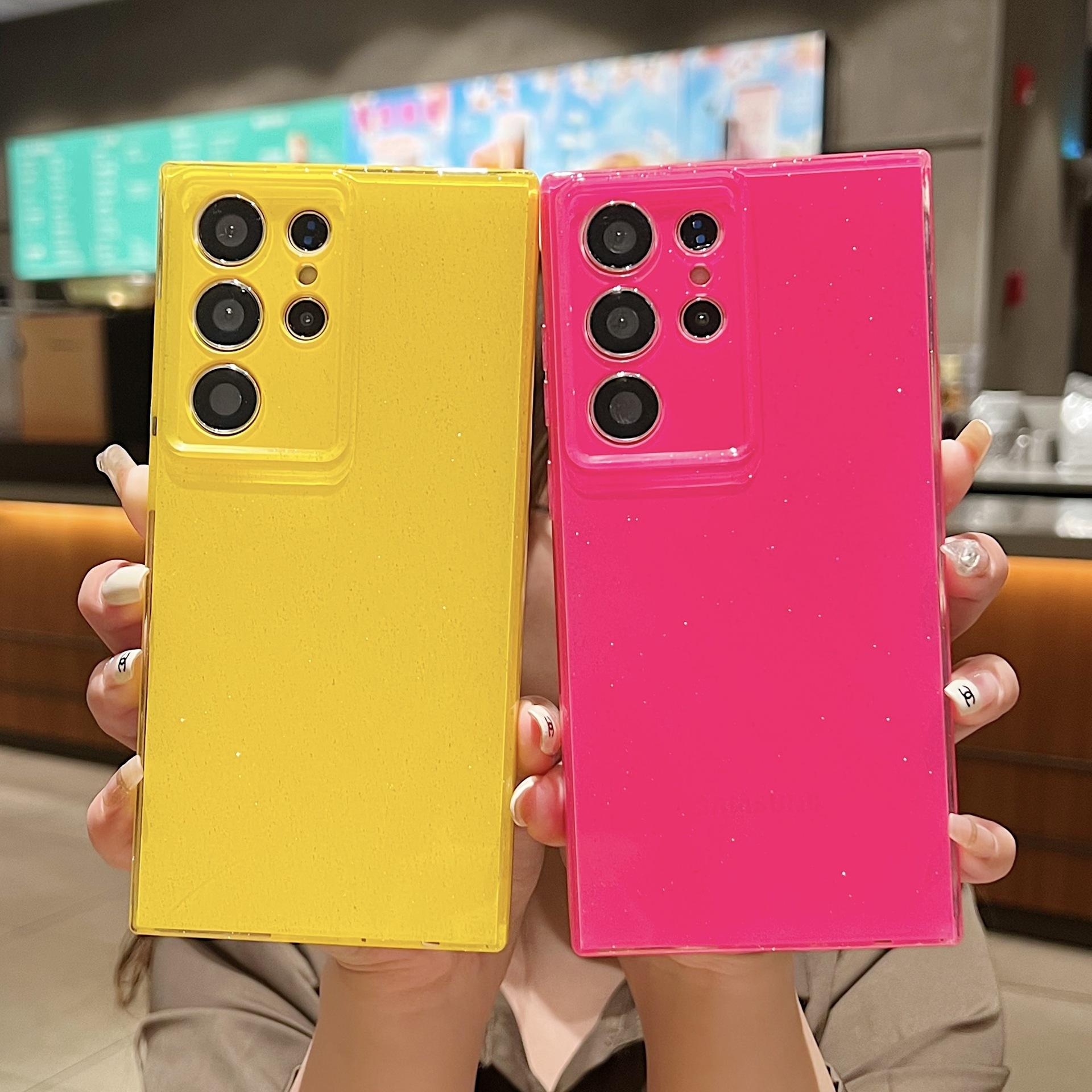 

For Samsung Galaxy S24 Ultra Case Precise Lens Protection Glitter TPU Phone Cover Yellow