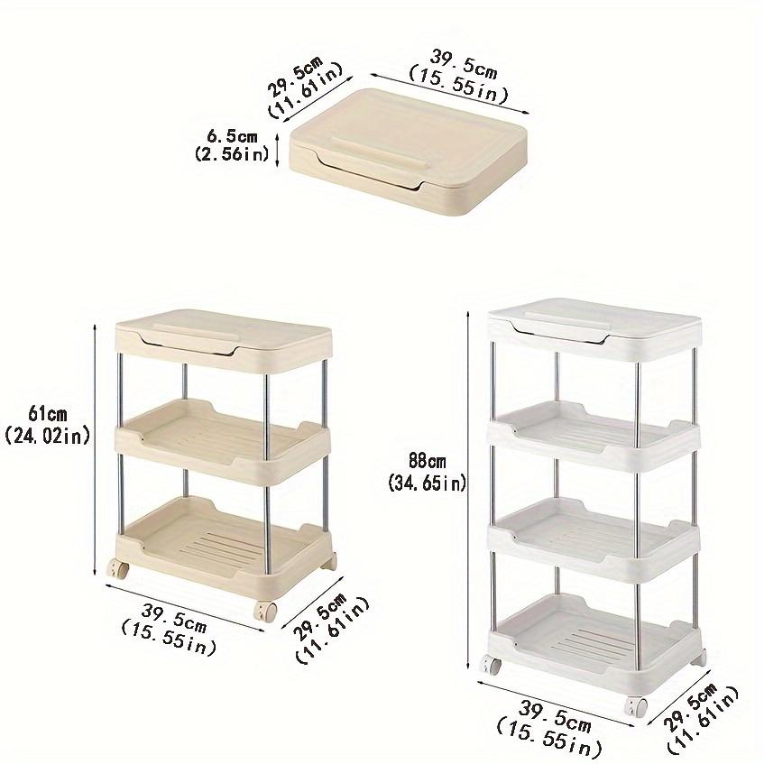 1 Stück 3/4-stöckiger Regalwagen mit Deckel zur Aufbewahrung, Wagen-Organizer für Schlafzimmer, Badezimmer, Kinderzimmer, Waschküche