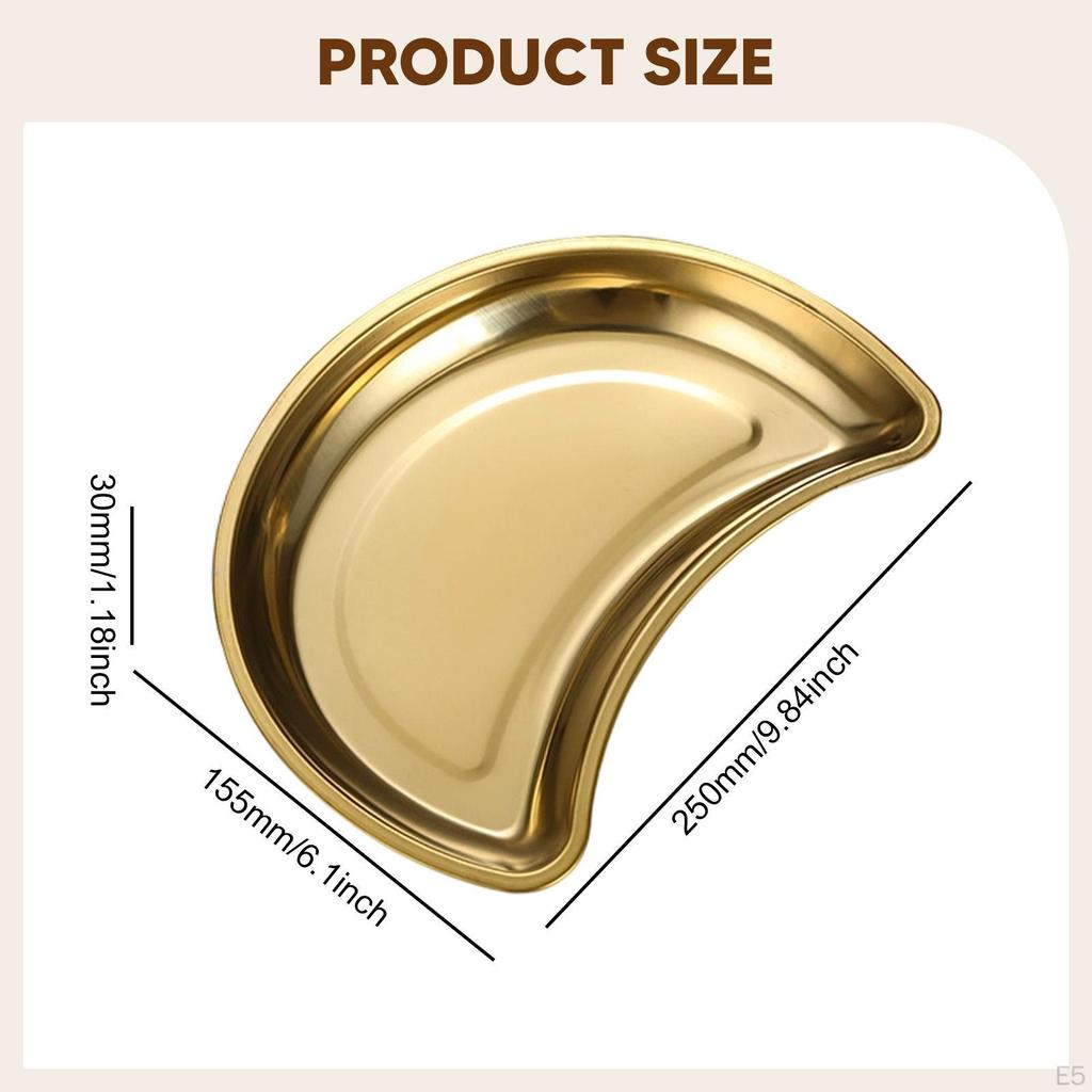Metal Serving Tray, Moon Shape Plate Cheese Board Dessert Snack Tray Kitchen Countertop for Veggie,