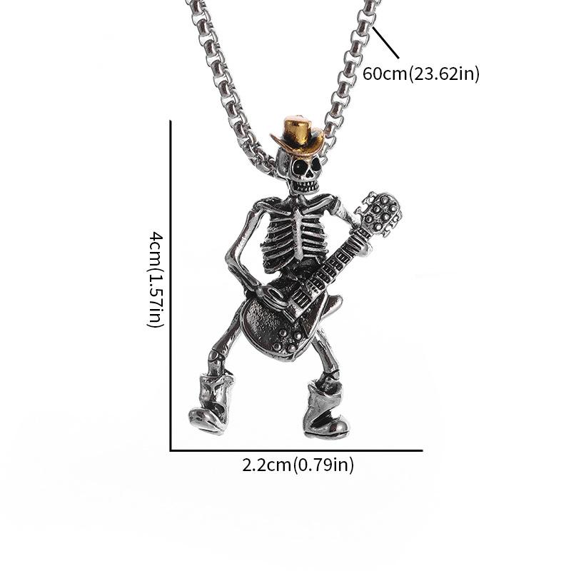 Men's Fashion Personalized Guitar Skull Frame Pendant Necklace