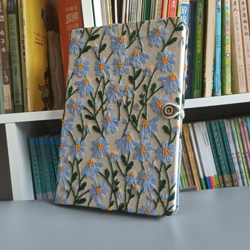 

96 листов Вышивка Цветочный Блокнот Тканевый Ежедневник Напоминалка Милая Тканевая Пустая Записная книжка Еженедельный Beige A5