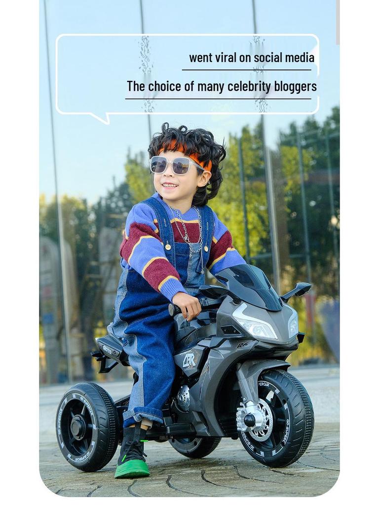 Kids' Electric Tricycle: Battery-Powered Ride-On Motorcycle with Remote Control for Boys and Girls.