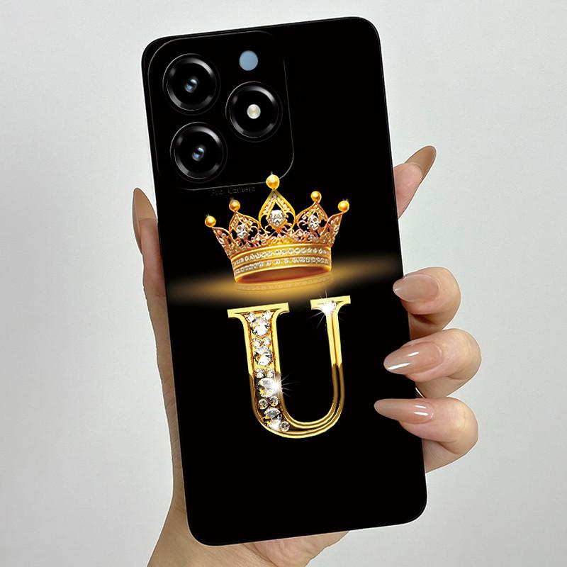 Kronenbuchstaben Handyhülle für OPPO Realme C61 4G 6,74" RMX3939 C 61 C63 Narzo N63 Hülle Quadratisch Flüssigsilikon Weiche Stoßfängerabdeckung