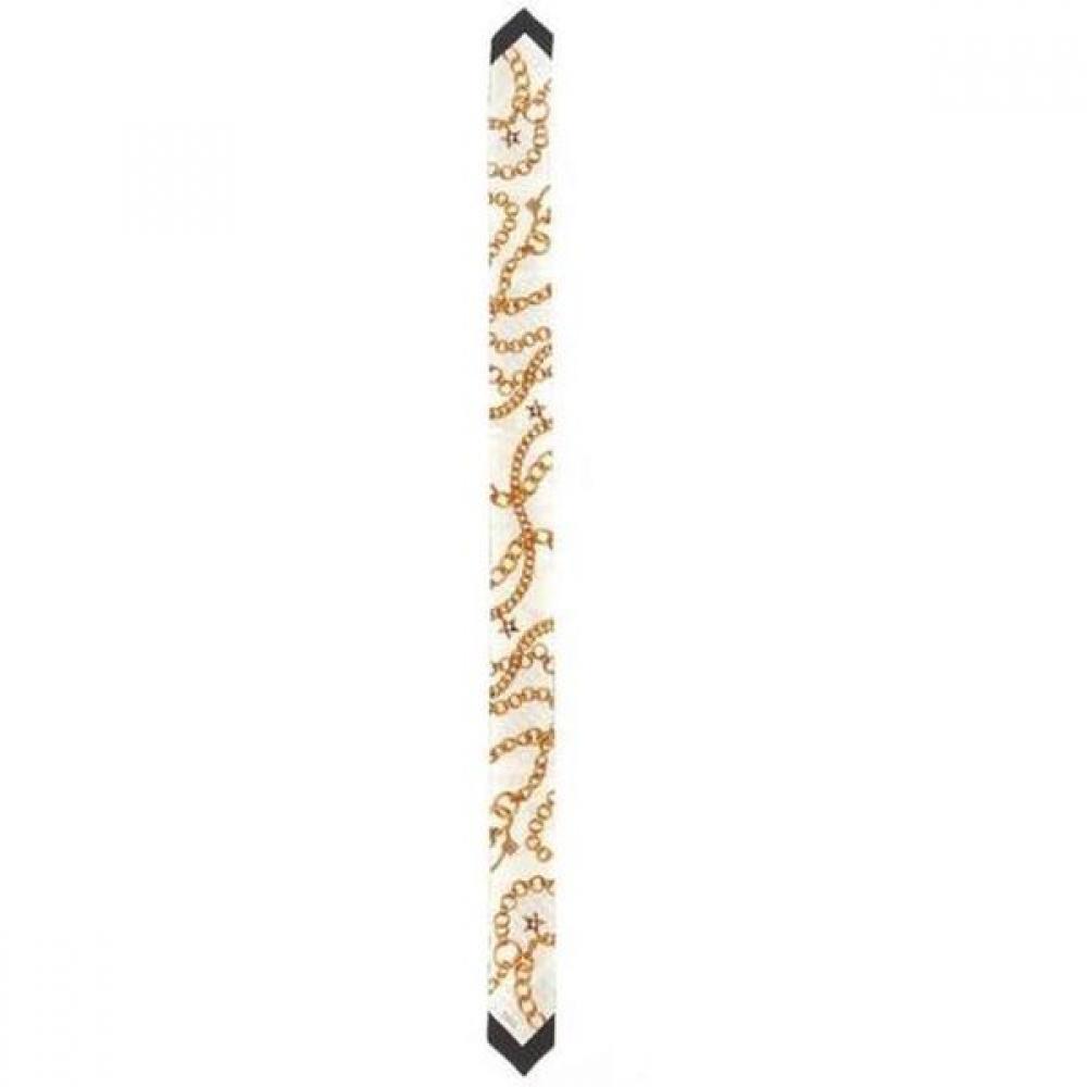Daks Beige Check Chain Print Scarf 100  Silk Dcsc2f821i2