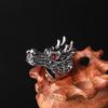 Punk Men Cubic Zirconia Inlaid Carved Dragon Head Finger Ring Party Jewelry Gift