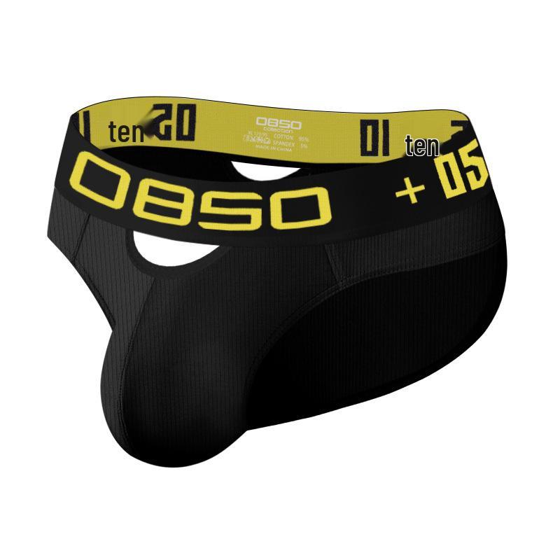 Men's Low Waist Ribbed Cotton Briefs: Sexy, Comfortable, Sporty, with Front and Back Opening.