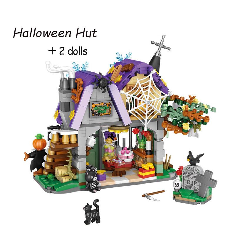 LOZ Halloween Steine Baustein Hütte Haus Kürbis uWagen Frohes Halloween Dekoration Steine für Jungen Kinder Spielzeug Geschenk