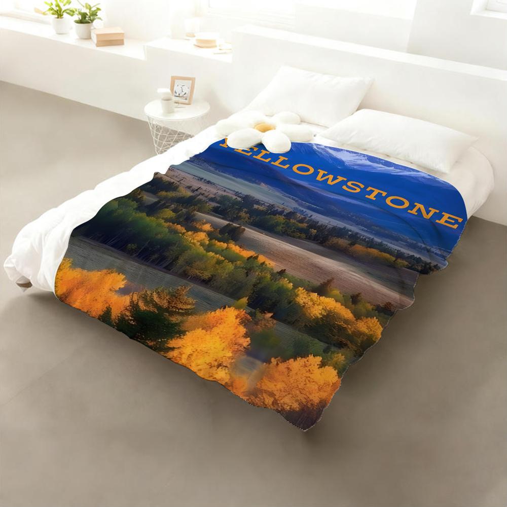 Yellowstone National Park Throw Flannel Throw Blanket: Soft Kid-Friendly Warm Anti-Static All Season Washable Couch Bed Home