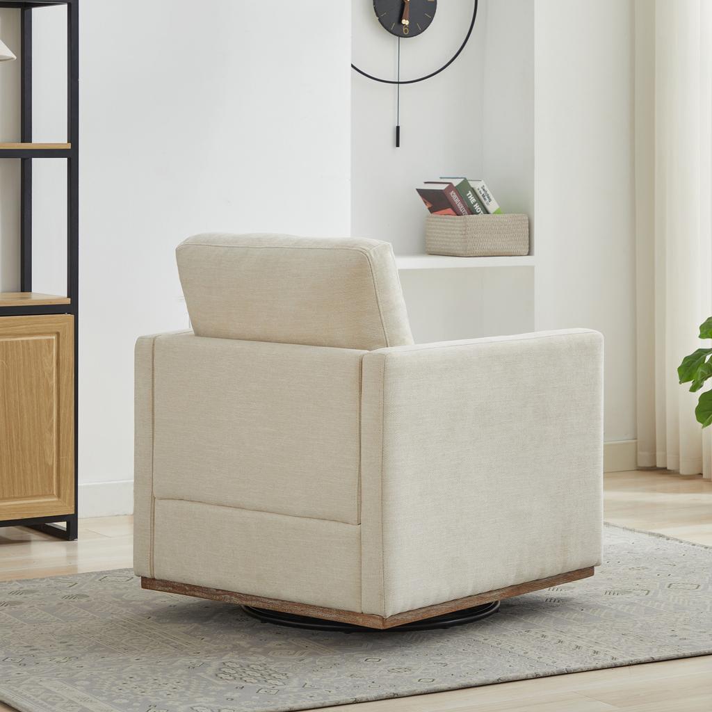 Four-Sided Upholstered Swivel Accent Chair, 360 degrees Club Chair & Lounge Chair with Armrests for Living Room, Bedroom, Apartment & Children's Room