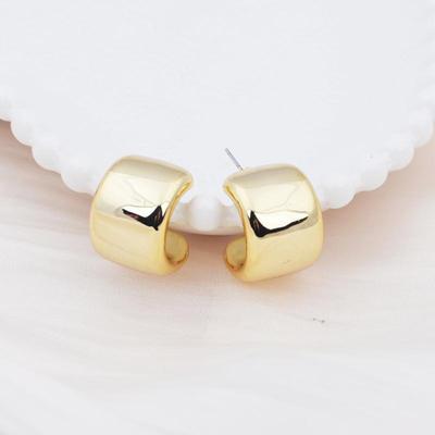 Brinco de Argola C Suave em Metal para Mulheres Cor Dourada Geometria Joia de Orelha Brinco Simples