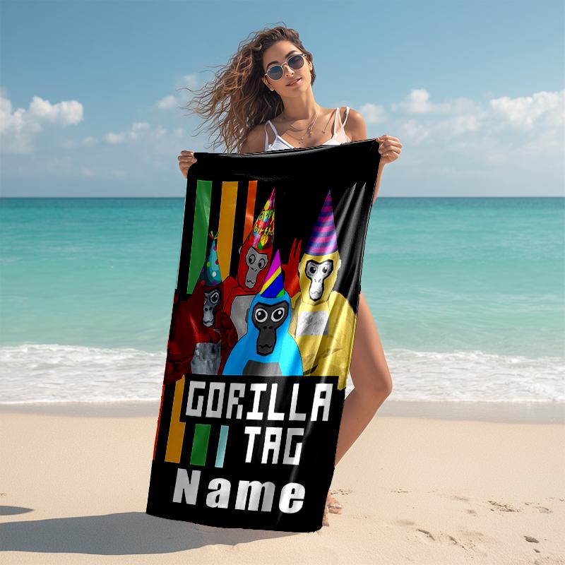 Personalized customized proof beach towel with Gorilla Tag pattern - soft, absorbent,quick-drying,perfect swimming,camping&bathing