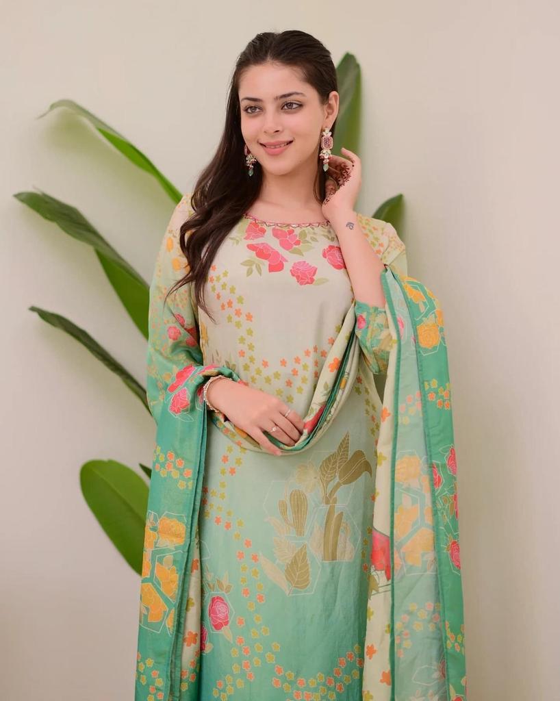 Women Designer Assam Silk Kurta Pant Dupatta Set Women Bollywood Top Tunic Kurti Salwar Suit