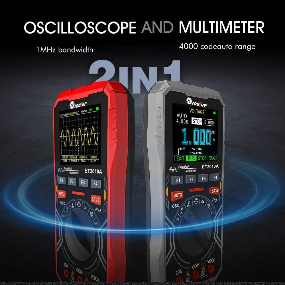 TOOLTOP ET2010A 2.5MSps 1MHz Digital Oscilloscope Multimeter 2 In 1 Laboratory Oscilloscope Electrical Repair Oscilloscope