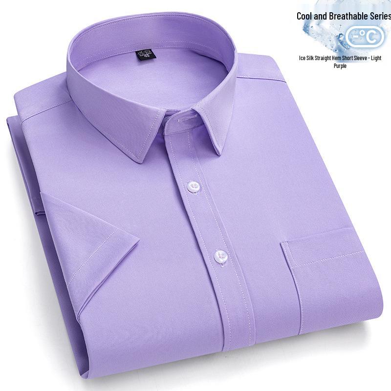 

Plus Size Men s High Stretch Short Sleeve Shirt - Breathable, High-End Silk-Like Quality for Summer 47