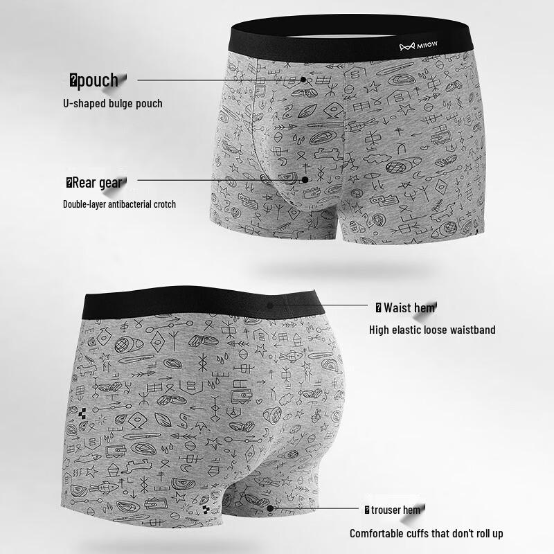 MaoRen Men's Pure Cotton Antibacterial Boxer Briefs