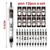 12pcs/set Fortnite Shooting Game Peripheral Ballpoint Pen Set Cartoon Anime Print Student Stationery Office Signature Supplies