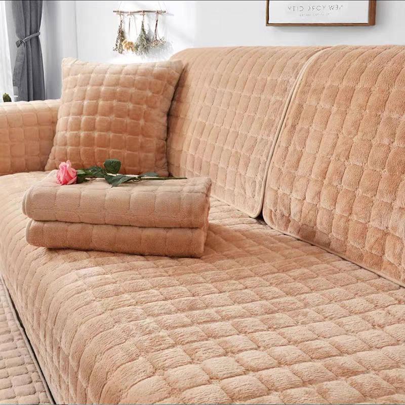 Flannel Practical Sofa Cushion, Simple and Fashionable Plush Cushion, Thickened Flannel Sofa Towel for All Seasons