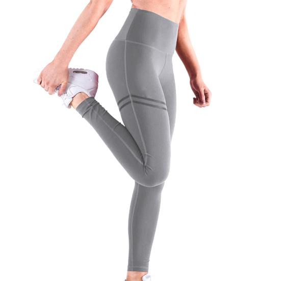 Calças Leggings de Treino Sem Costura de Cintura Alta para Levantamento de Quadril para Mulheres Listradas Calças de Ginástica