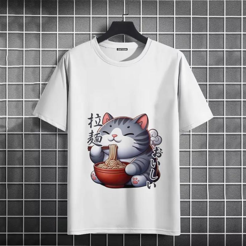 Men's T-Shirt Japanese Style Cat Graphic 3d Print Women Clothing Fashion Casual Short Sleeve Oversized T Shirt Harajuku Tops