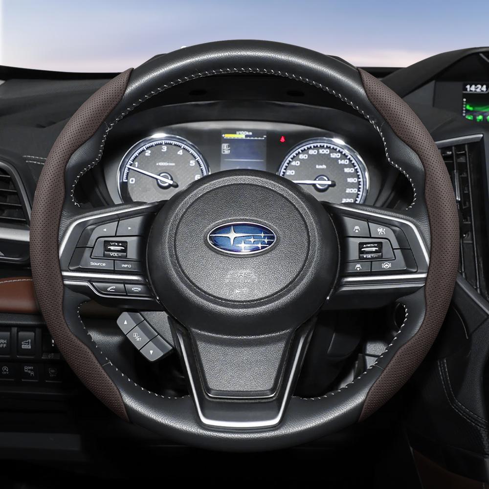 Suitable for SUBARU Breathable Hole Leather Steering Wheel Cover Segmented Outback Forester Impreza Ascent Crosstrek Legacy WRX