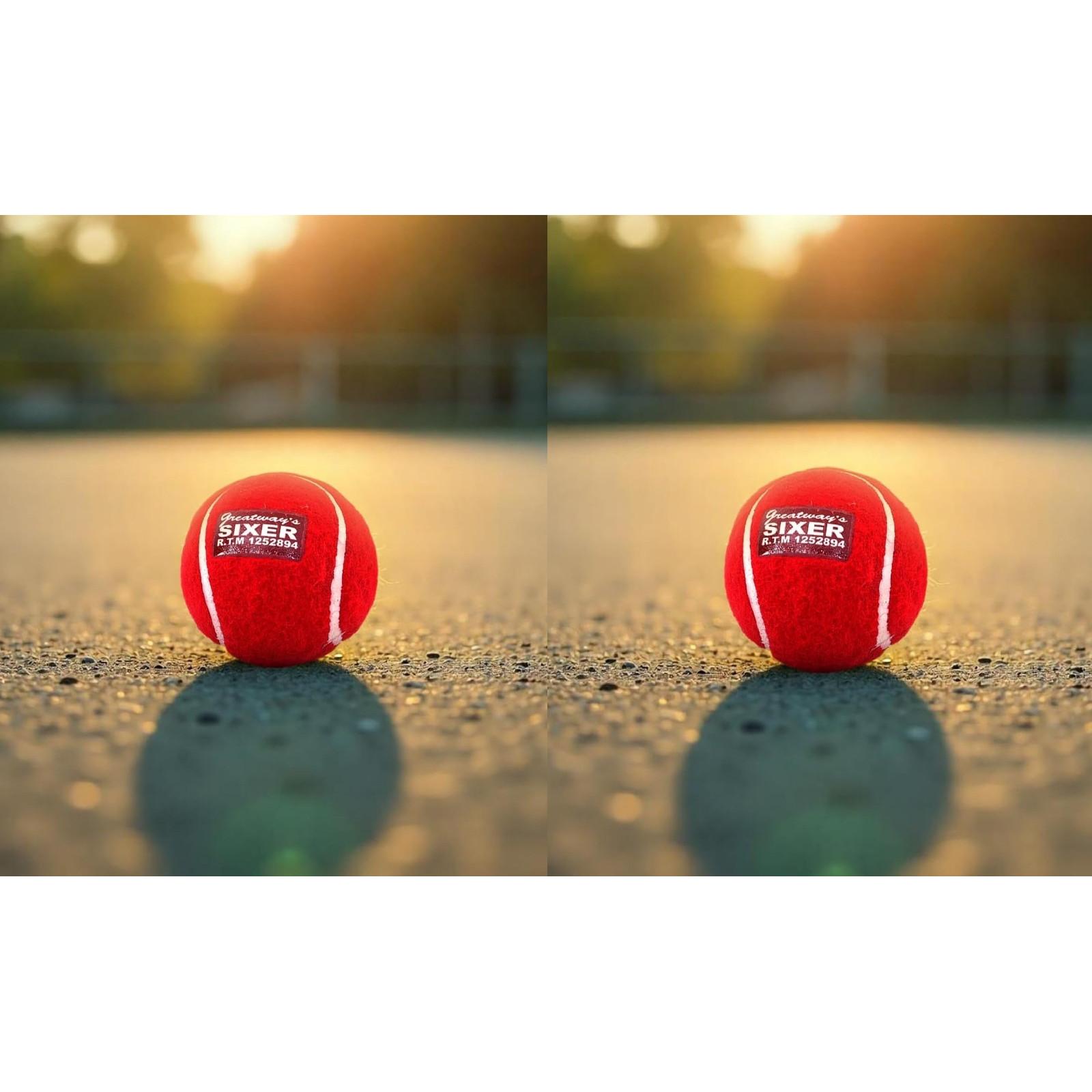 @ Sixer Cricket Tennis Balls Red Color  Pack Of 2 265Gm Zr-3058-60%Off