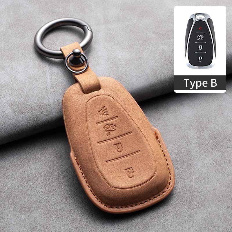 Leather Car Key Case Cover Protective Shell For Chevrolet Chevy Malibu Camaro Cruze Traverse Spark Equinox Sonic Volt Keychain