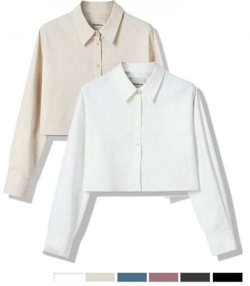 Urban Dress French Linen Like Loose Fit Crop Shirt - 6Col Mocha Beige/Free