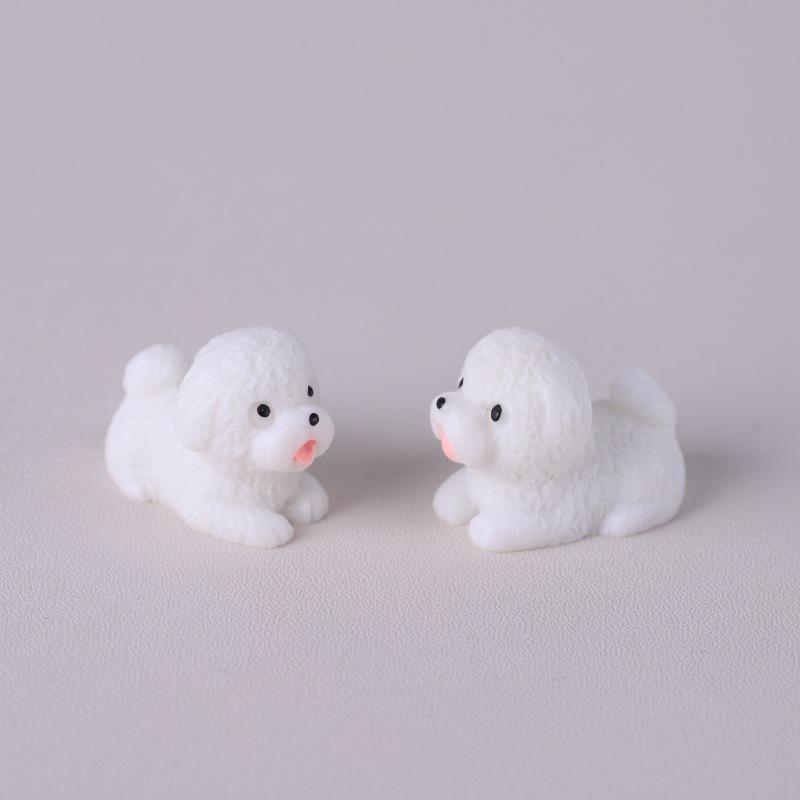2pcs Dollhouse Cute Puppy Dog Model Kawaii Mini Animal 1:12 Figurine Miniature Resin Keychain DIY Landscape Scene Decor Ornamen