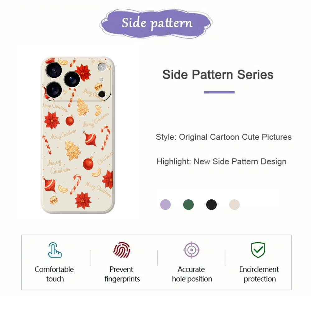 For iPhone 17 Pro Max Case Christmas Big Candy Pattern Printing Straight Edge TPU Phone Back Cover