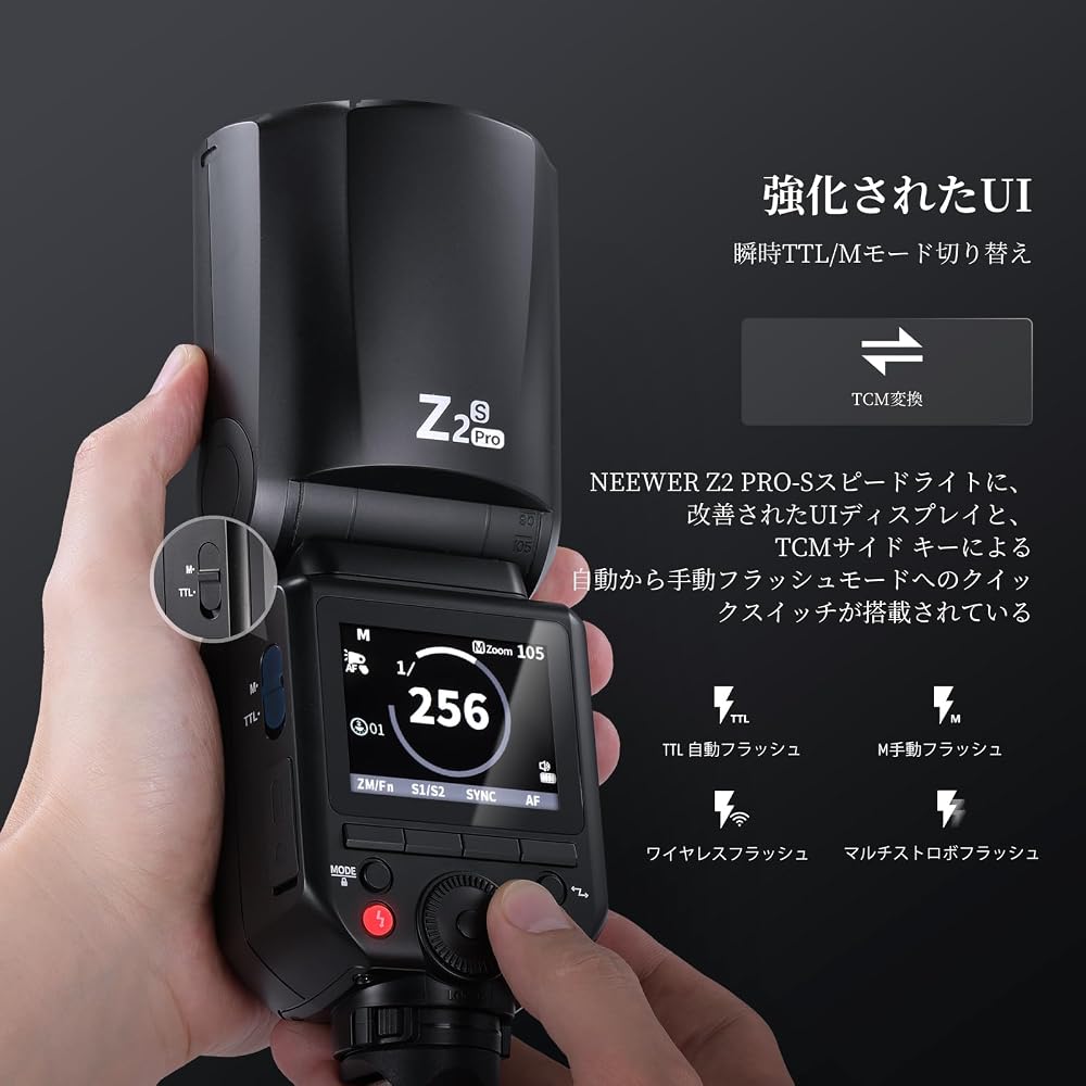 NEEWER Z2PRO-S Flash Strobe 76Ws 2.4G TTL Round Head Speedlight Godox Compatible Upgraded UI 1/8000s HSS TTL/M TCM Switch 7.2V/3000mAh Battery 600 Ful