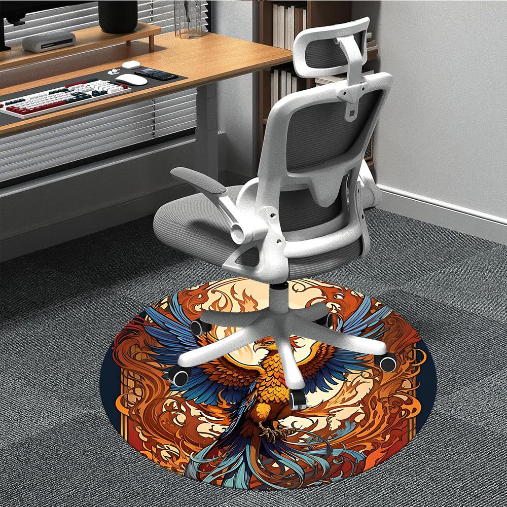 

1pc Phoenix Flame Office Round Area Rug, Indoor Mat Suitable ForOffice, Under Office Chairs Bedroom Living Room Home Decor, Room Deco, D098 80cm by 80cm