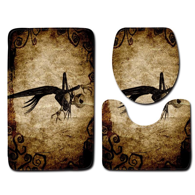 Halloween Bathroom Toilet Three-Piece Floor Mat Doormat Bathroom Carpet