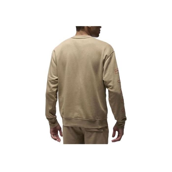 Jordan Essentials Loopback Fleece Crew Sweatshirt With Alphabet Character Pattern Men Tops Khaki HF4544-247